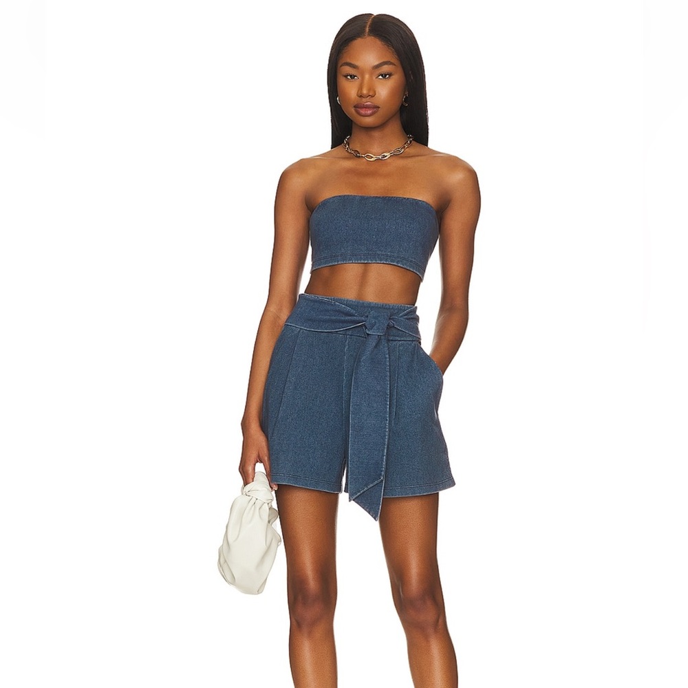 Susana Monaco Stretch Denim shorts and Micro Tube top in denim - NWT